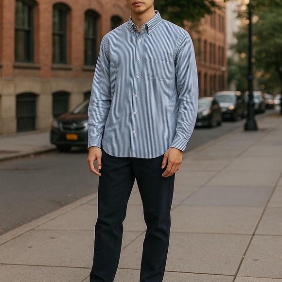 Saddlebred blue Casual Button Down Shirt Classic Fit - Picture 2 of 7